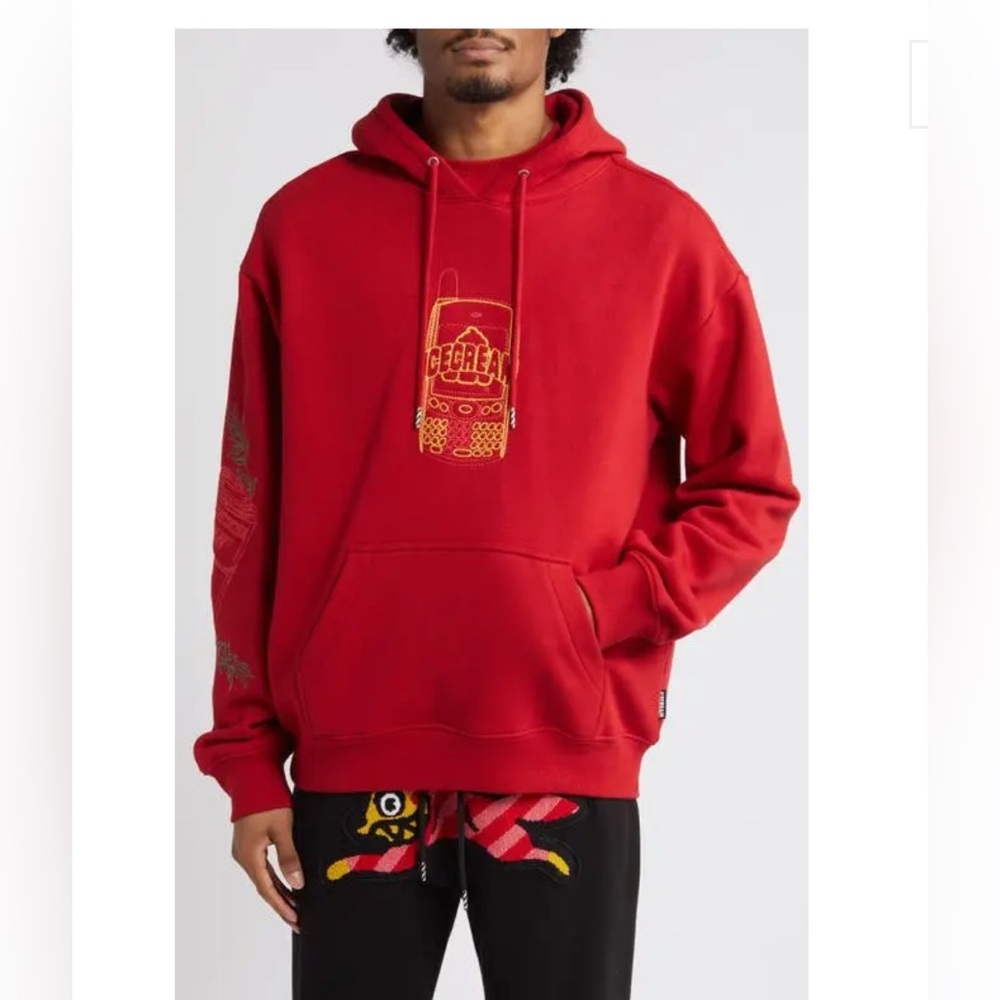 ICECREAM Dollar Caps Embroidered Cotton Hoodie - Chili Pepper, 2XL